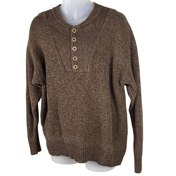 VTG Redhead Mens L Textured Henley Sweater Chocolate Heavyweight Chunky Timeless - Picture 6 of 16